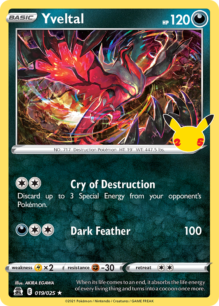 Controleer nu de waarde van je Yveltal Pokemon kaart uit de Celebrations set.