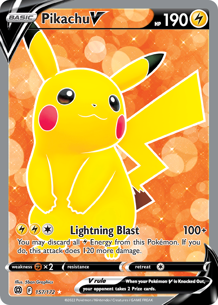 Check de actuele waarde van je Pikachu V kaart uit de Brilliant Stars set.